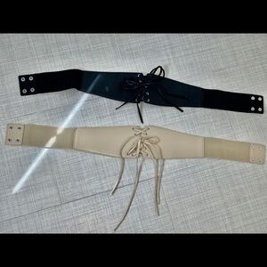 Tie front corset belt with adjustable buttons